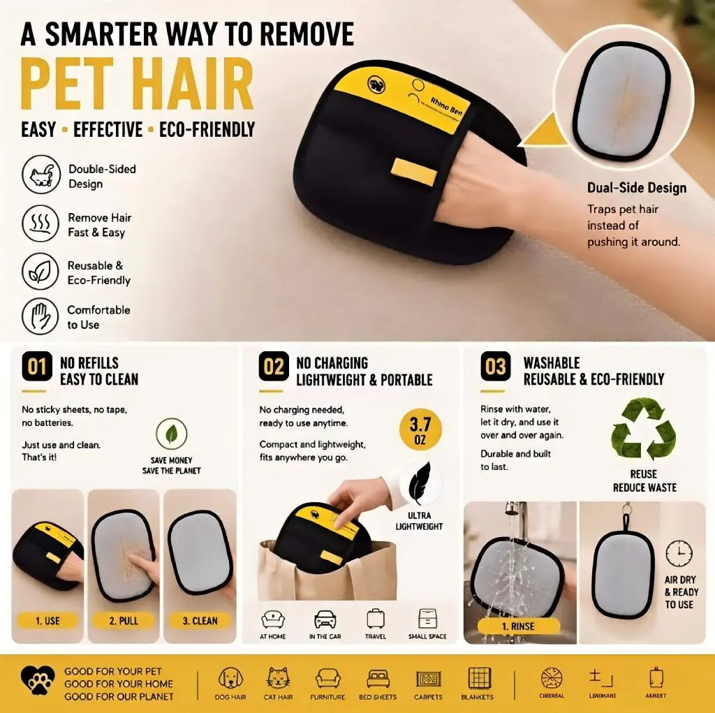 QAVRO pet hair cleaning glove detail