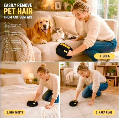 Pet hair remover glove for home fabrics